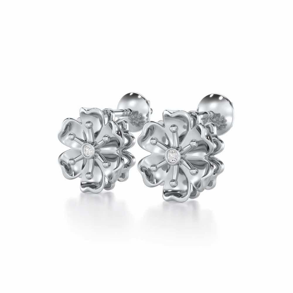 Sovereign Lace Silver Earrings - White Gold - Image 3