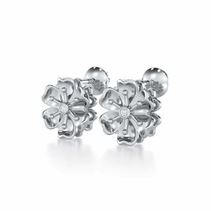 Sovereign Lace Silver Earrings - White Gold - Image 3