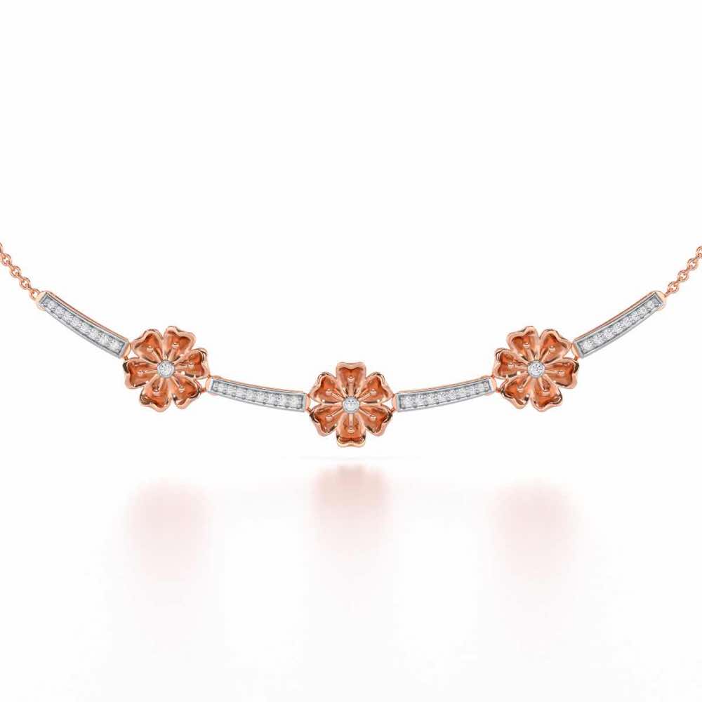 Sovereign Lace Silver Necklace - Rose Gold - Image 1