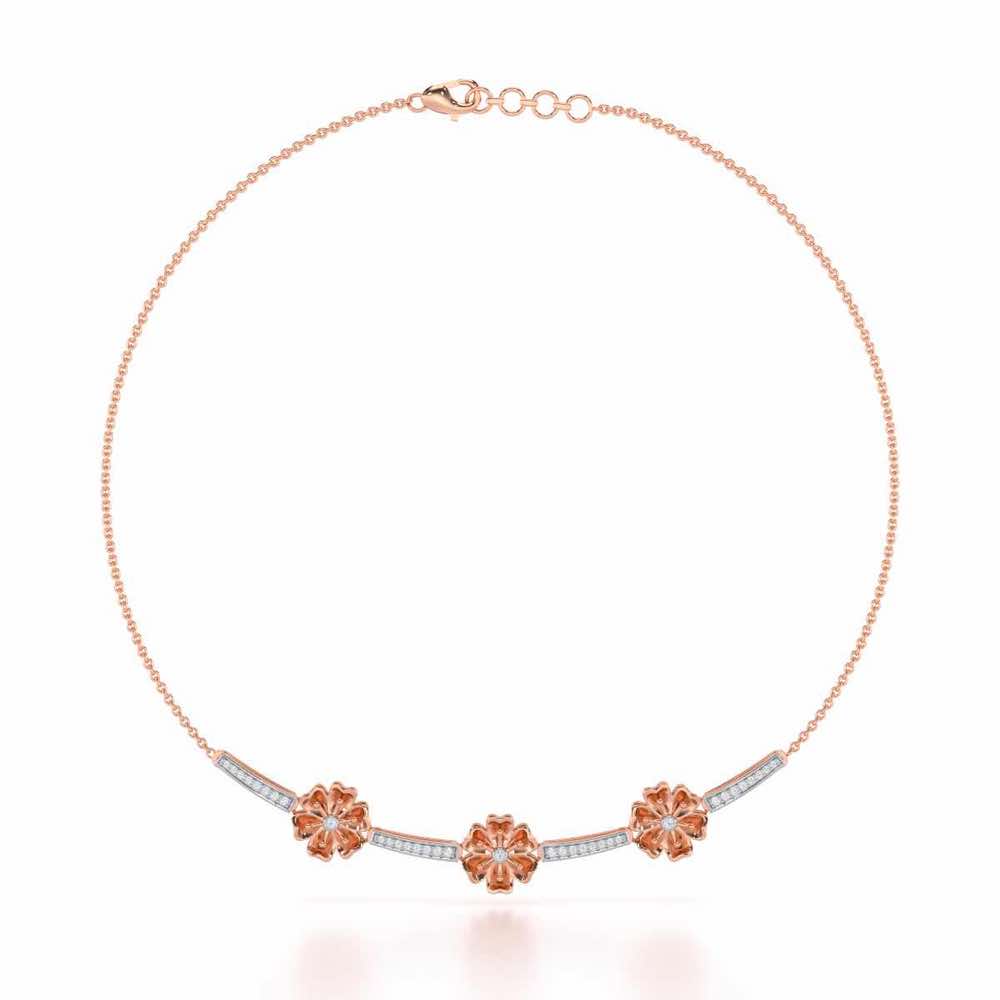 Sovereign Lace Silver Necklace - Rose Gold - Image 2