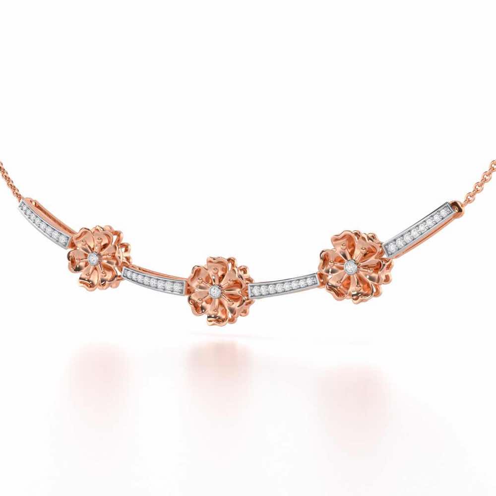 Sovereign Lace Silver Necklace - Rose Gold - Image 3