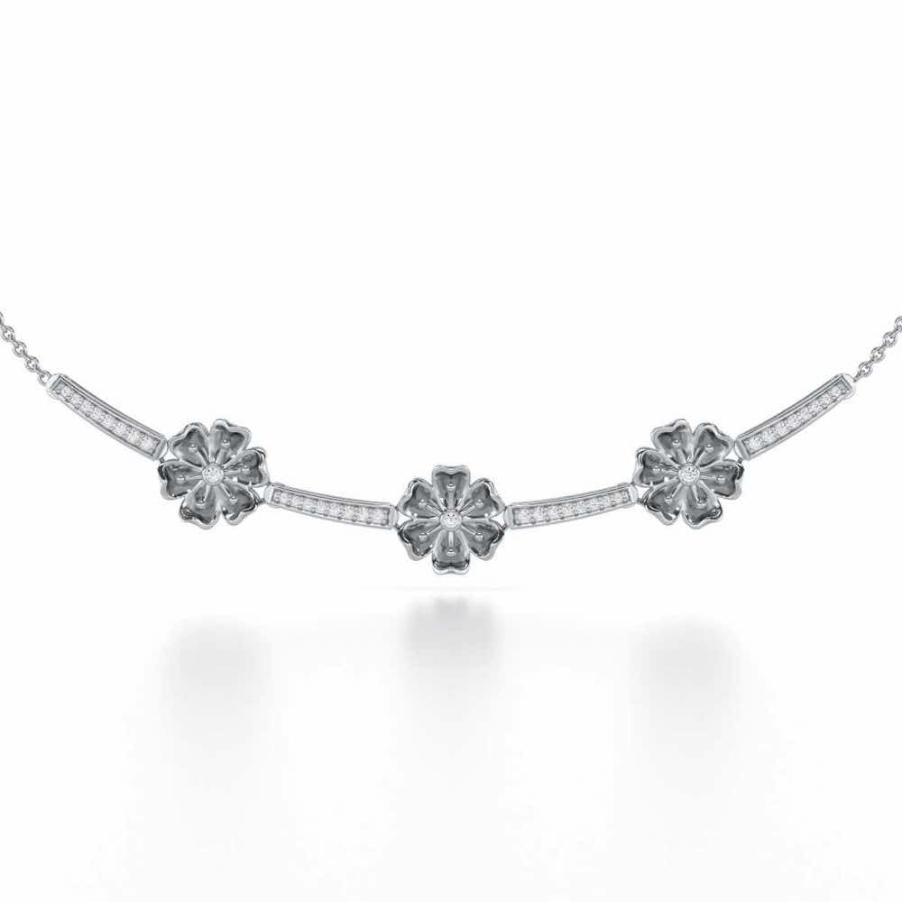 Sovereign Lace Silver Necklace - White Gold - Image 1
