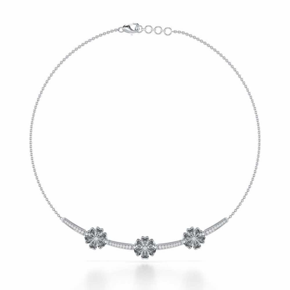 Sovereign Lace Silver Necklace - White Gold - Image 2