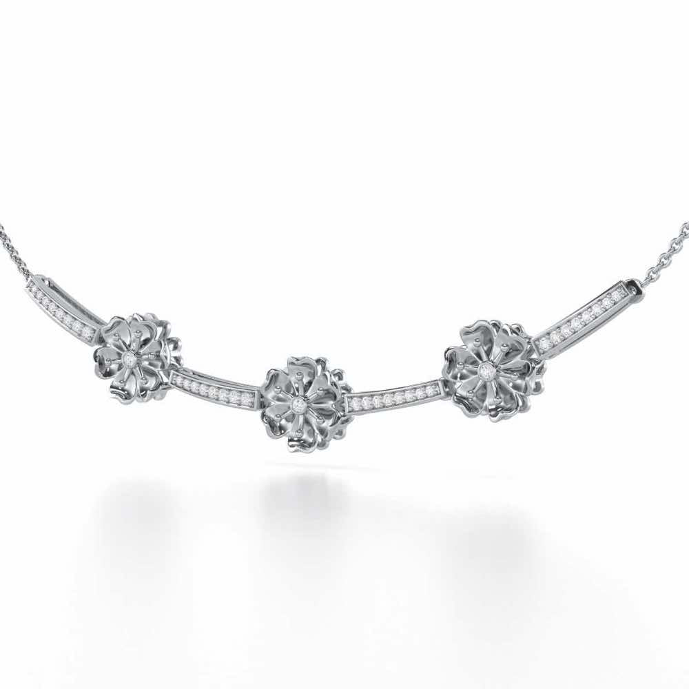 Sovereign Lace Silver Necklace - White Gold - Image 3
