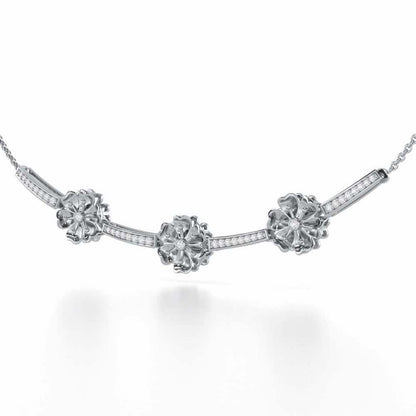 Sovereign Lace Silver Necklace - White Gold - Image 3