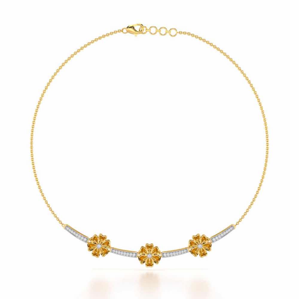 Sovereign Lace Silver Necklace - Yellow Gold - Image 2