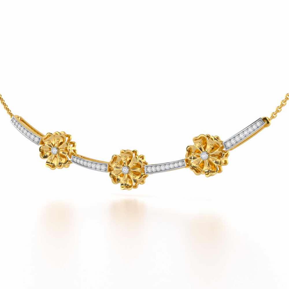 Sovereign Lace Silver Necklace - Yellow Gold - Image 3