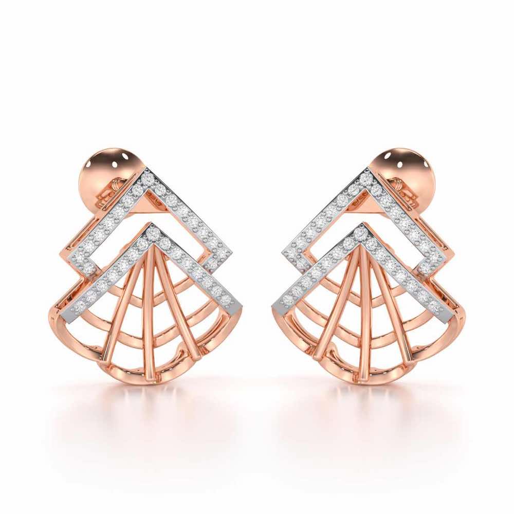 Span Fangs Silver Earrings - Rose Gold - Image 1