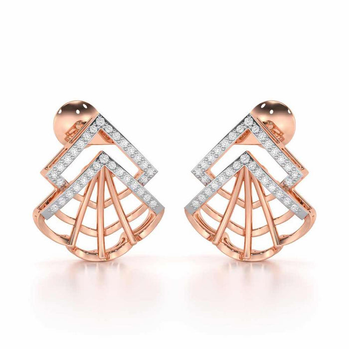 Span Fangs Silver Earrings - Rose Gold - Image 1
