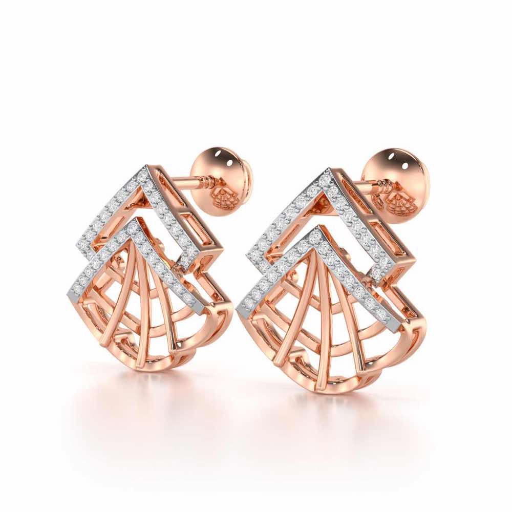 Span Fangs Silver Earrings - Rose Gold - Image 3
