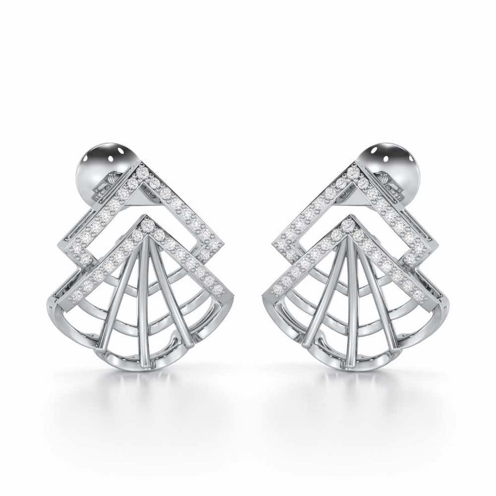 Span Fangs Silver Earrings - White Gold - Image 1