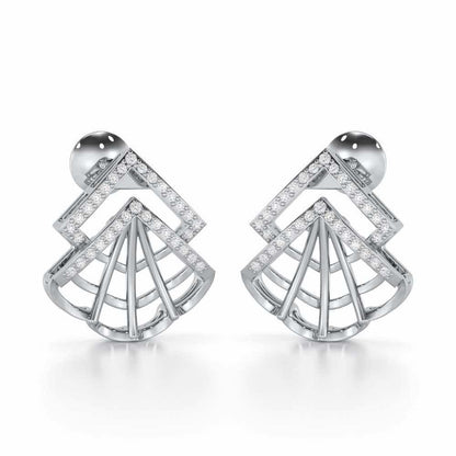 Span Fangs Silver Earrings - White Gold - Image 1