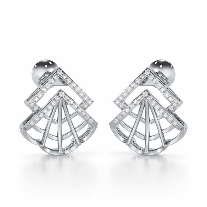 Span Fangs Silver Earrings - White Gold - Image 1