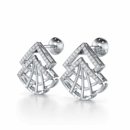 Span Fangs Silver Earrings - White Gold - Image 3