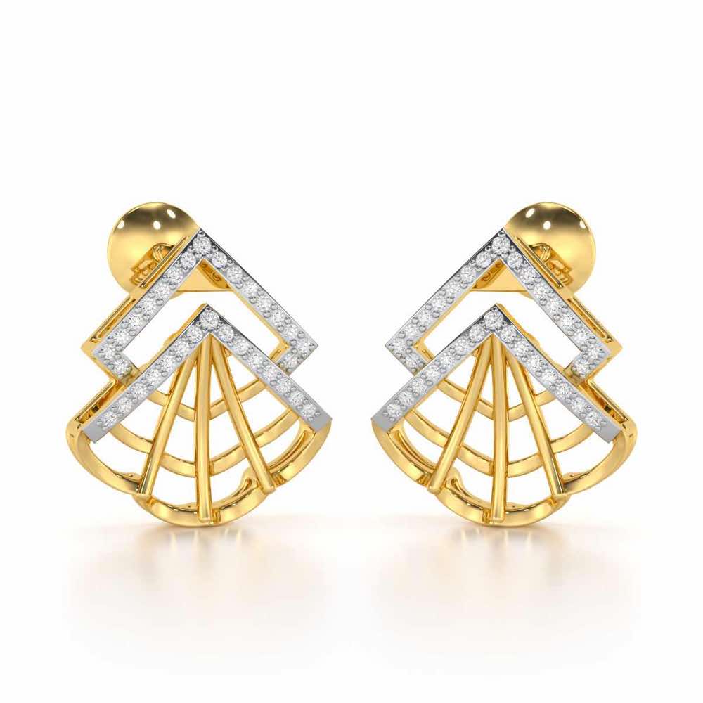 Span Fangs Silver Earrings - Yellow Gold - Image 1