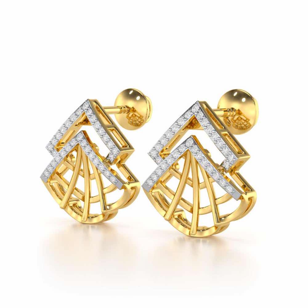 Span Fangs Silver Earrings - Yellow Gold - Image 3