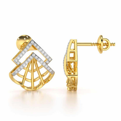 Span Fangs Silver Earrings - Yellow Gold - Image 4