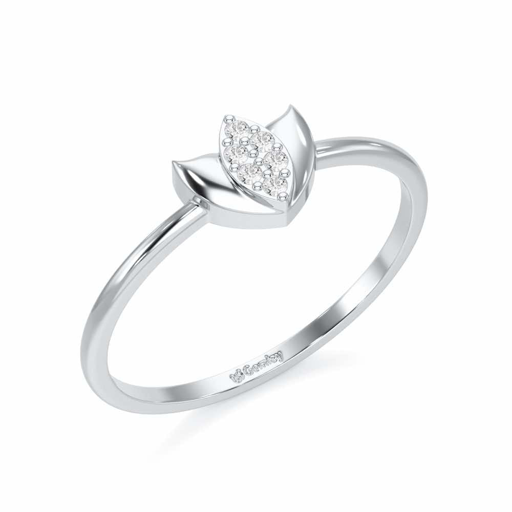 Sparkle Bud Silver Ring - White Gold - Image 1