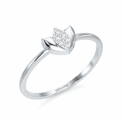 Sparkle Bud Silver Ring - White Gold - Image 1