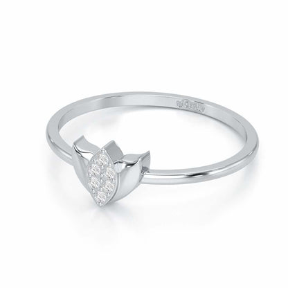 Sparkle Bud Silver Ring - White Gold - Image 2