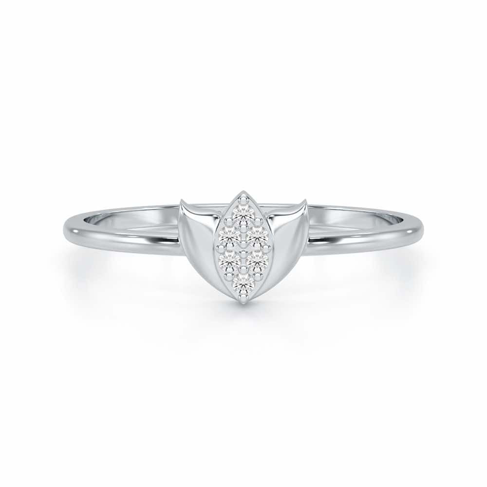 Sparkle Bud Silver Ring - White Gold - Image 4