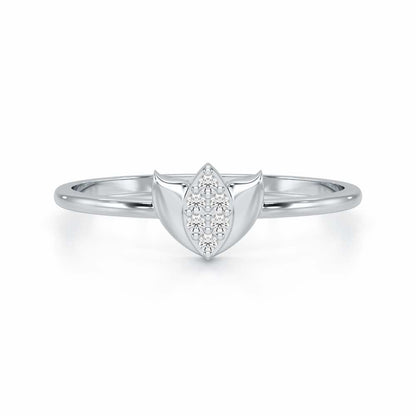 Sparkle Bud Silver Ring - White Gold - Image 4