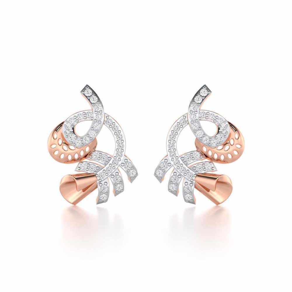 Sparkle Buds Silver Stud Earrings - Rose Gold - Image 1