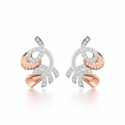 Sparkle Buds Silver Stud Earrings - Rose Gold - Image 1