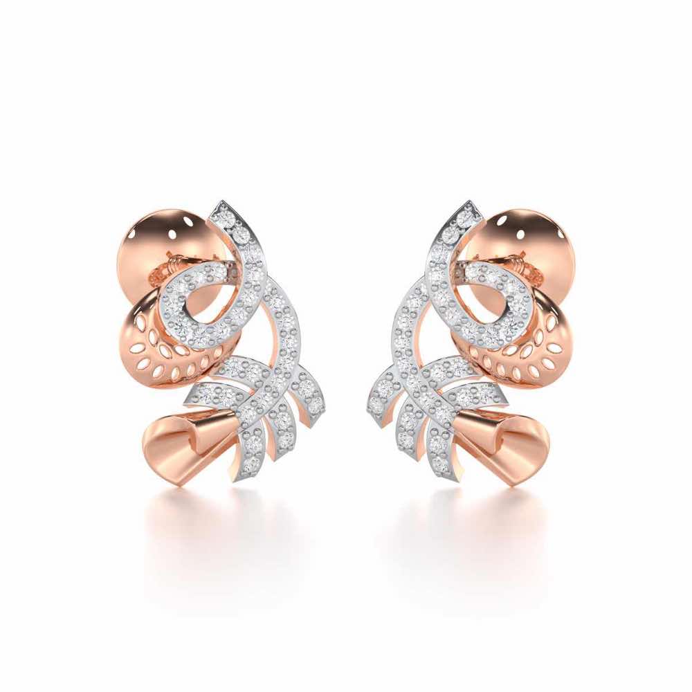 Sparkle Buds Silver Stud Earrings - Rose Gold - Image 2