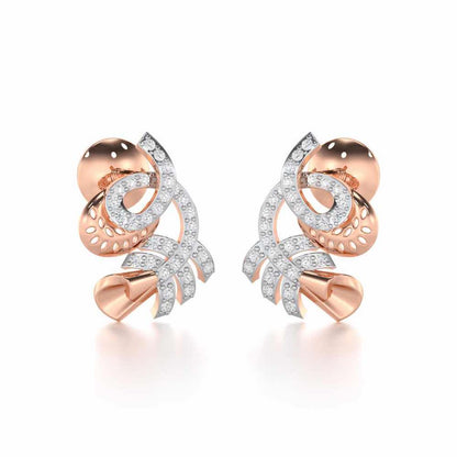 Sparkle Buds Silver Stud Earrings - Rose Gold - Image 2