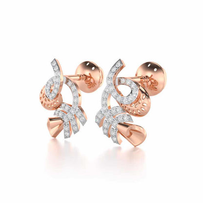 Sparkle Buds Silver Stud Earrings - Rose Gold - Image 3