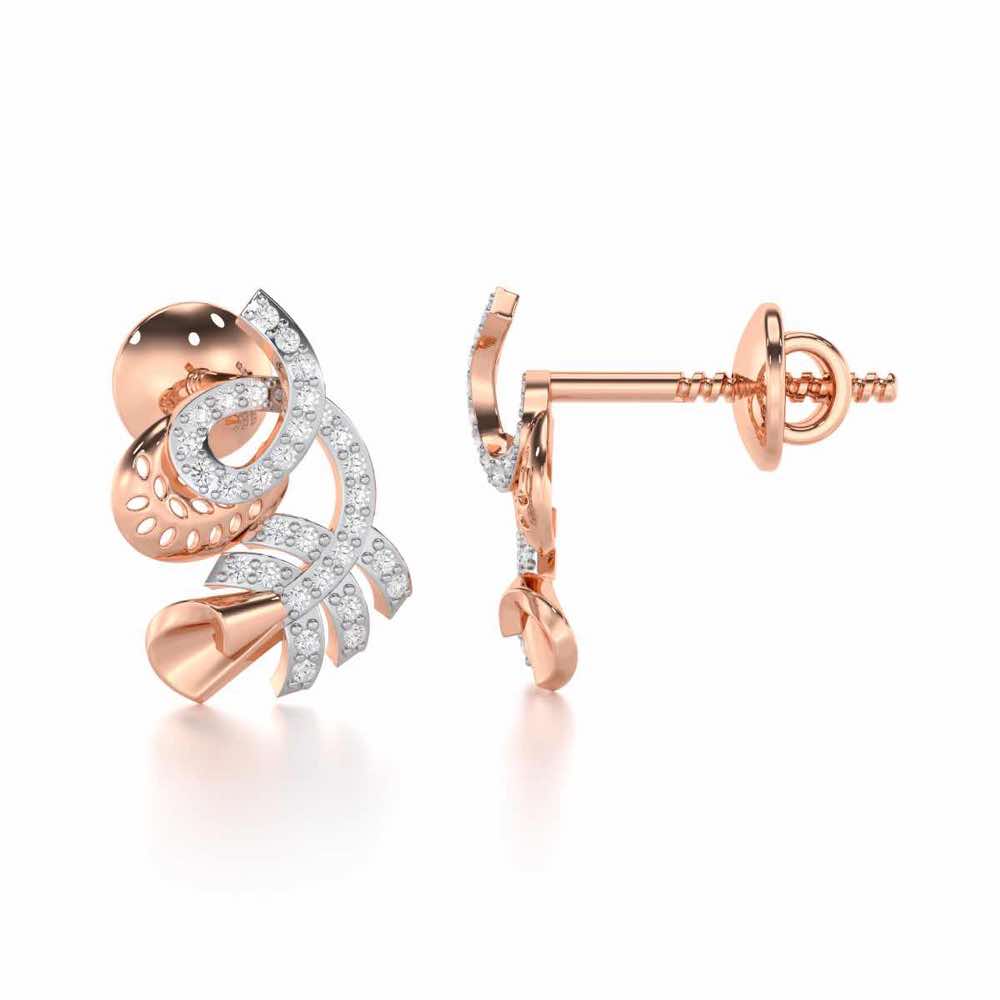 Sparkle Buds Silver Stud Earrings - Rose Gold - Image 4
