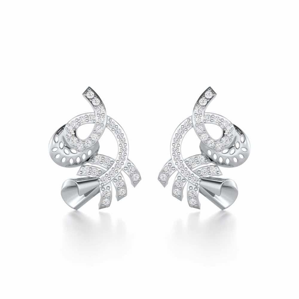 Sparkle Buds Silver Stud Earrings - White Gold - Image 1