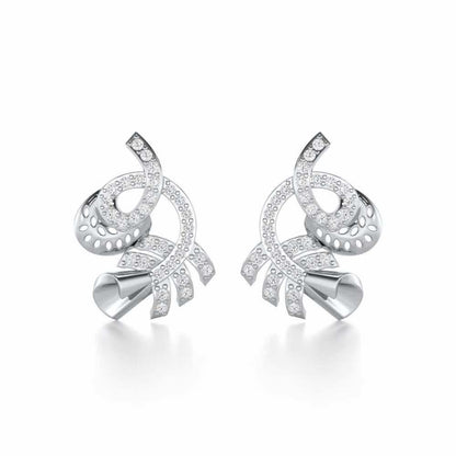 Sparkle Buds Silver Stud Earrings - White Gold - Image 1