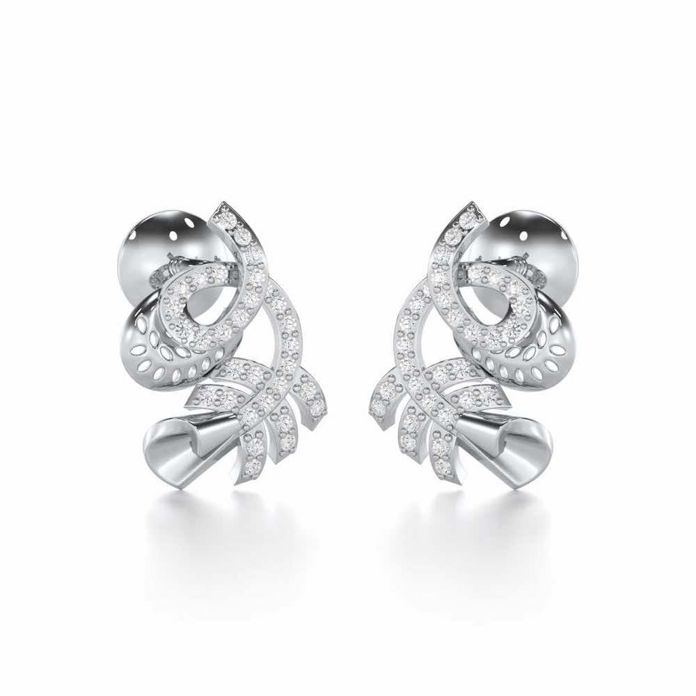 Sparkle Buds Silver Stud Earrings - White Gold - Image 2