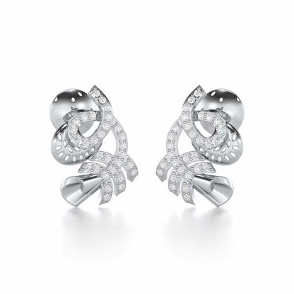 Sparkle Buds Silver Stud Earrings - White Gold - Image 2