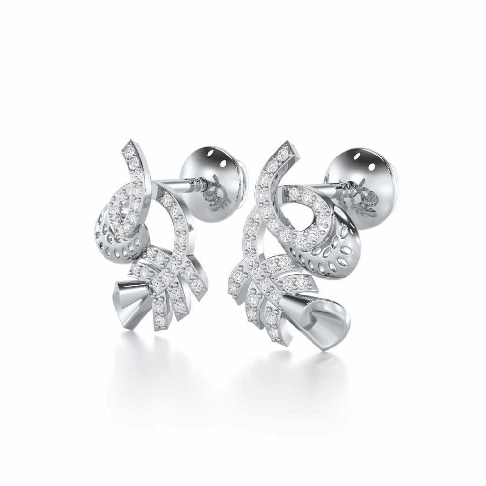 Sparkle Buds Silver Stud Earrings - White Gold - Image 3