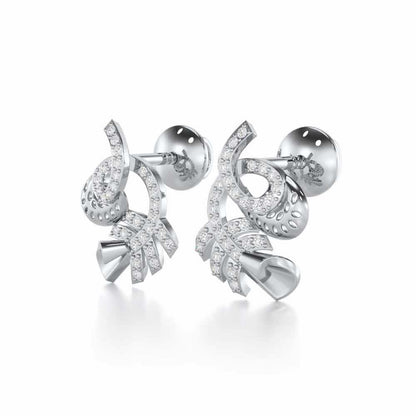 Sparkle Buds Silver Stud Earrings - White Gold - Image 3