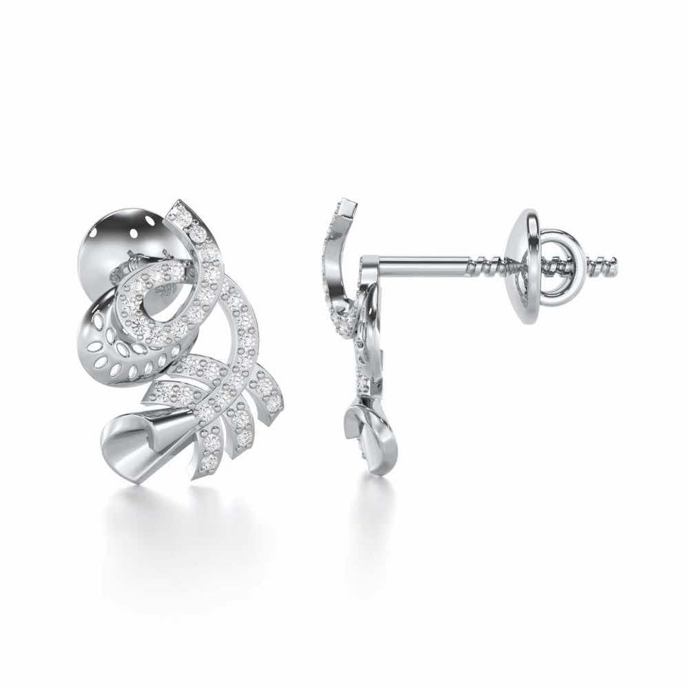 Sparkle Buds Silver Stud Earrings - White Gold - Image 4