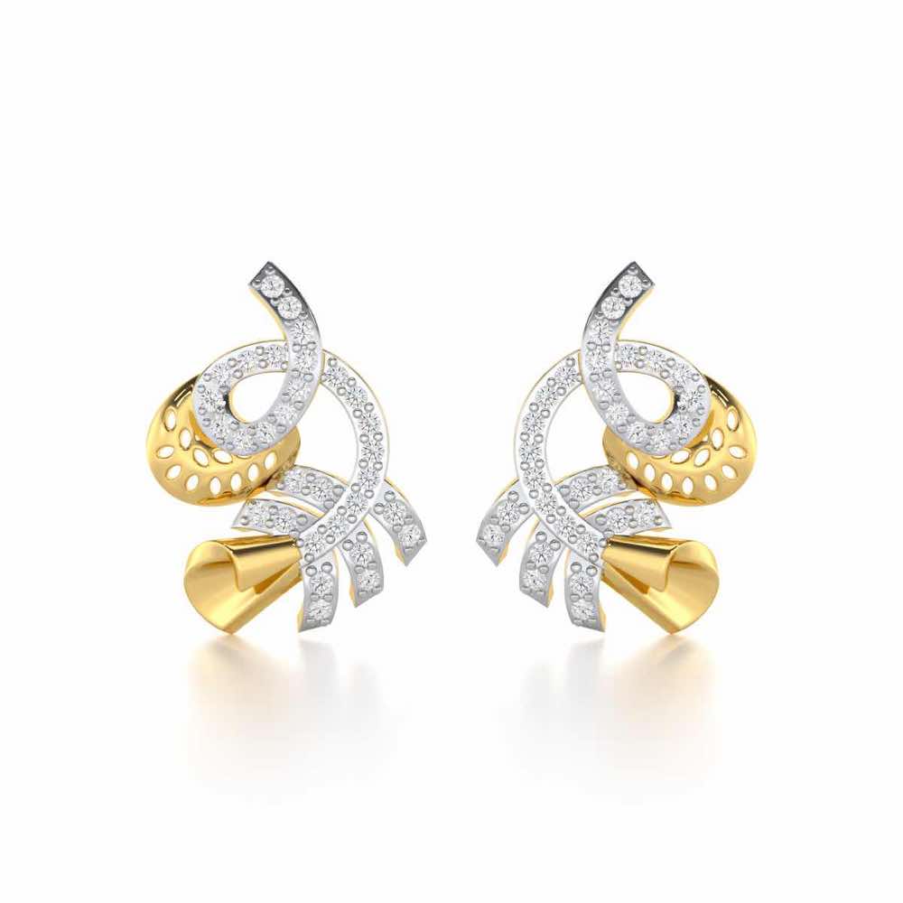 Sparkle Buds Silver Stud Earrings - Yellow Gold - Image 1