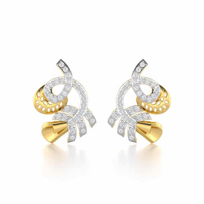Sparkle Buds Silver Stud Earrings - Yellow Gold - Image 1