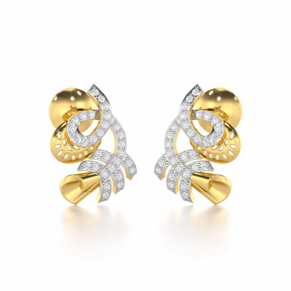 Sparkle Buds Silver Stud Earrings - Yellow Gold - Image 2