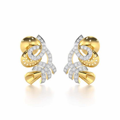 Sparkle Buds Silver Stud Earrings - Yellow Gold - Image 2