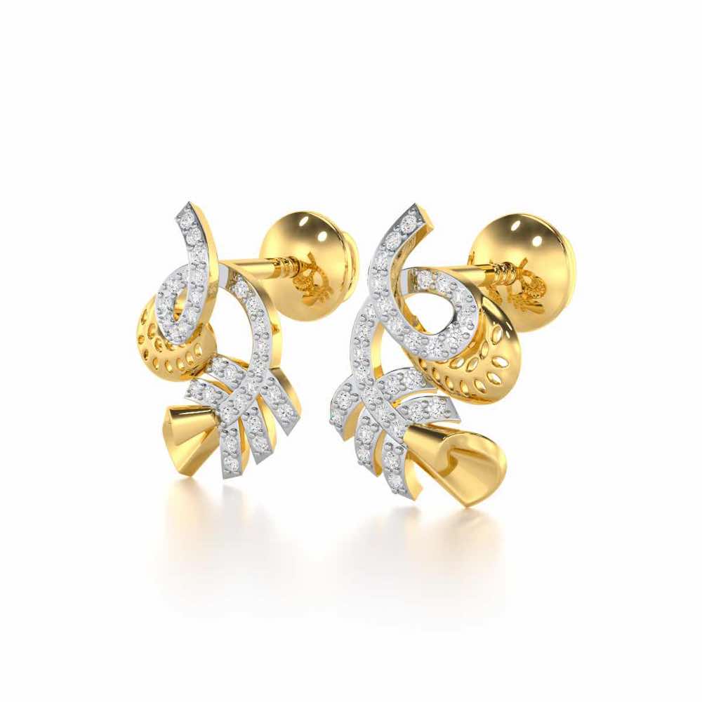 Sparkle Buds Silver Stud Earrings - Yellow Gold - Image 3
