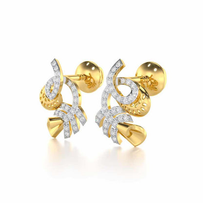Sparkle Buds Silver Stud Earrings - Yellow Gold - Image 3