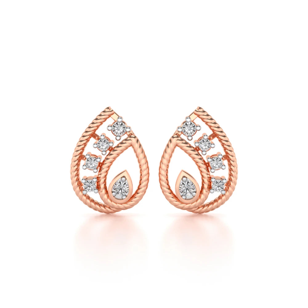 Sparkle Flame Silver Earrings - Rose Gold - Image 1