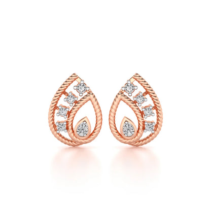 Sparkle Flame Silver Earrings - Rose Gold - Image 1