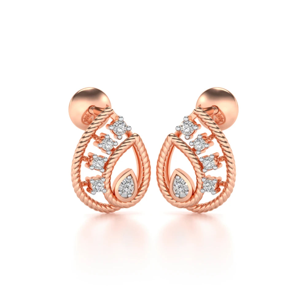 Sparkle Flame Silver Earrings - Rose Gold - Image 2