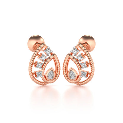 Sparkle Flame Silver Earrings - Rose Gold - Image 2