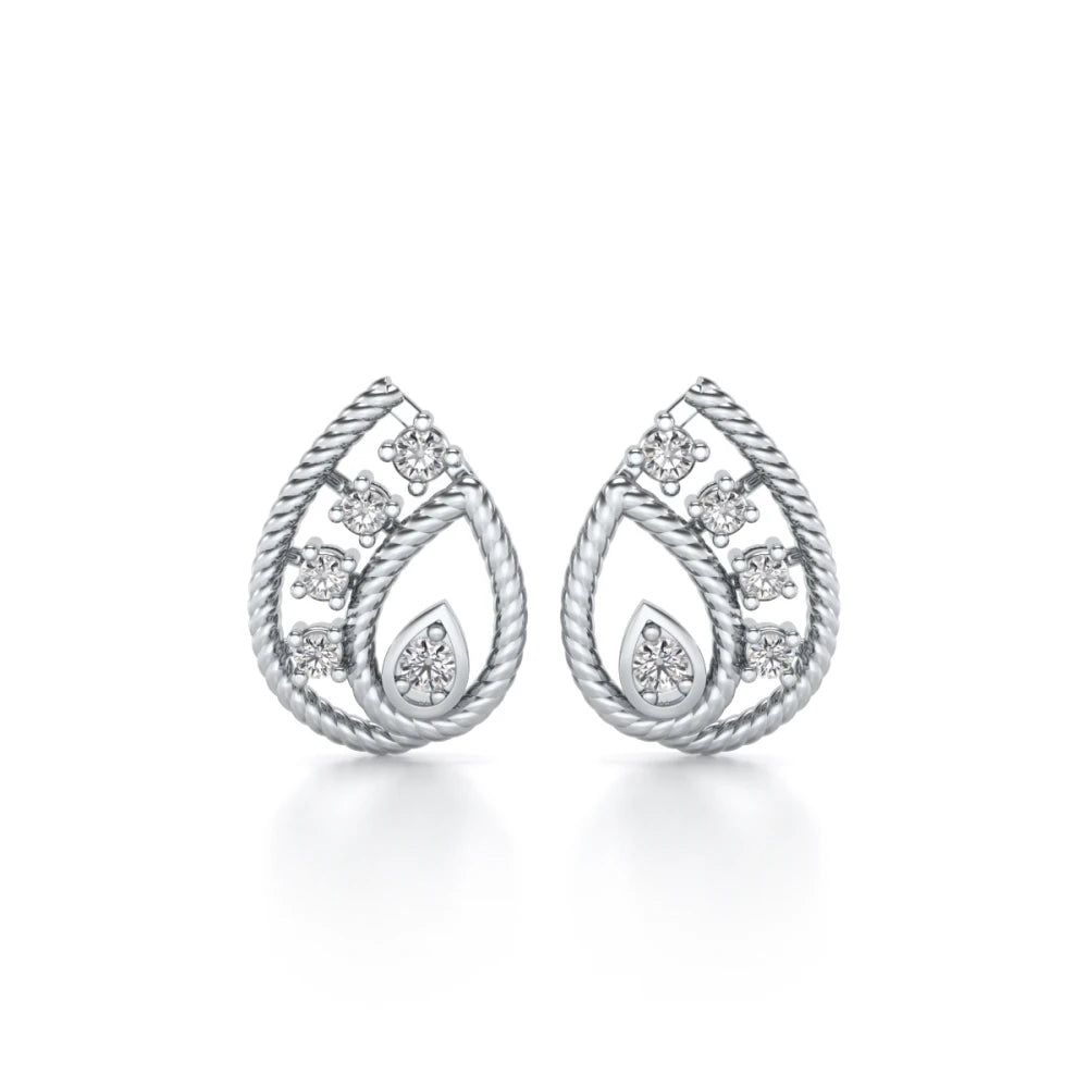 Sparkle Flame Silver Earrings - White Gold - Image 1